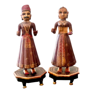 1920’s Hand Carved and Painted Indian Gangaur Goddess and God Idols