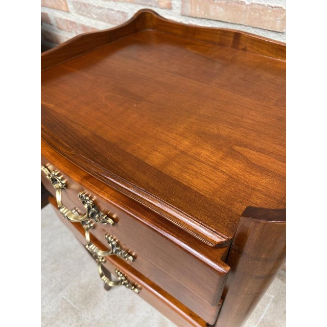 Brown French Cherry You and Me Nightstands with Drawers and Open Shelf, 1960s, Set of 2 For Sale - Image 8 of 17