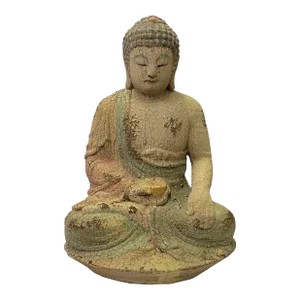 Rustic Wood Sitting Gautama Amitabha Shakyamuni Buddha Statue