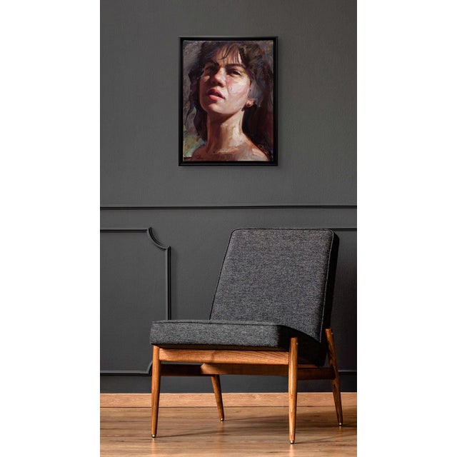 Early 21st Century A World Away by Matt Talbert | Oil on Linen Panel Portrait of a woman looking upward For Sale - Image 5 of 5