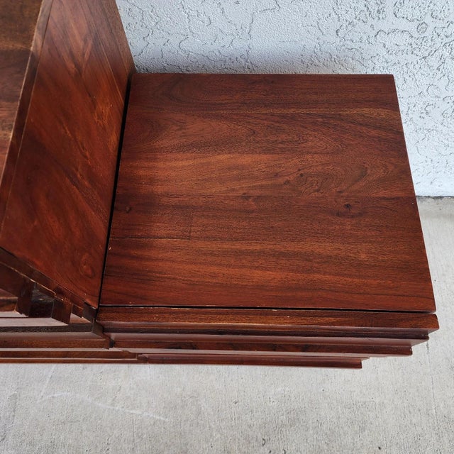 3 Piece MCM Solid Exotic Wood Bachelor Chest & Nightstands Bedroom Suite For Sale - Image 10 of 18