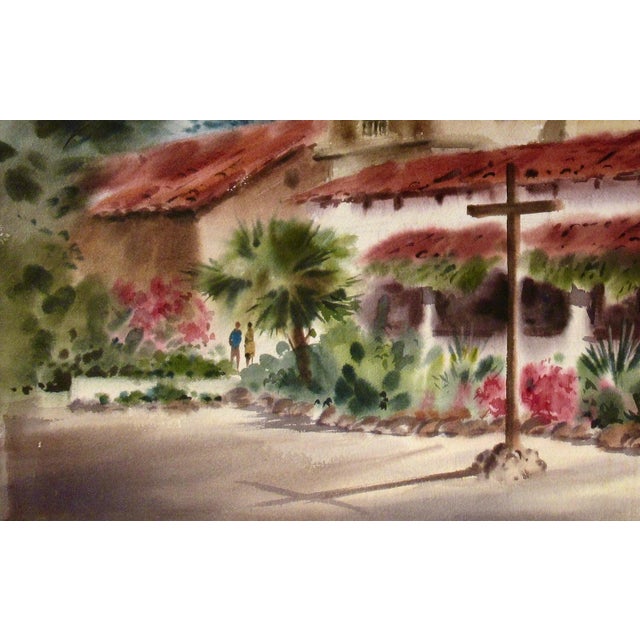 Impressionist Edward Glafke Mission San Carlos Borromeo De Carmelo, Carmel, California C. 1970 Painting For Sale - Image 3 of 5
