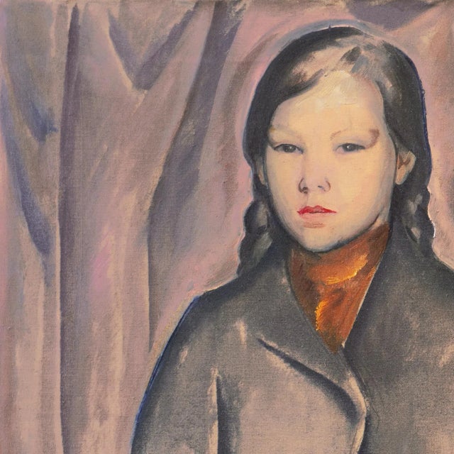 Tan 'Young Woman Wearing a Copper Scarf' by Walter Schwartz, 1935, Copenhagen For Sale - Image 8 of 11