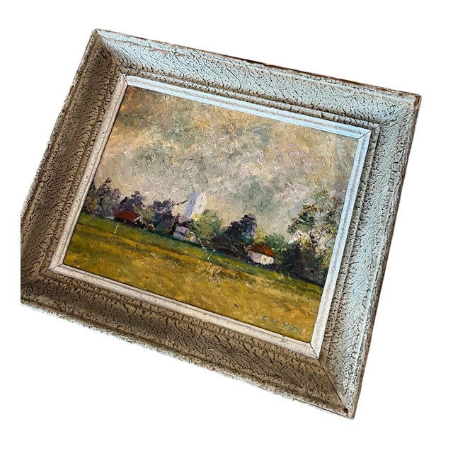 Wood Landscape Painting by Charles Yates on Board For Sale - Image 7 of 7
