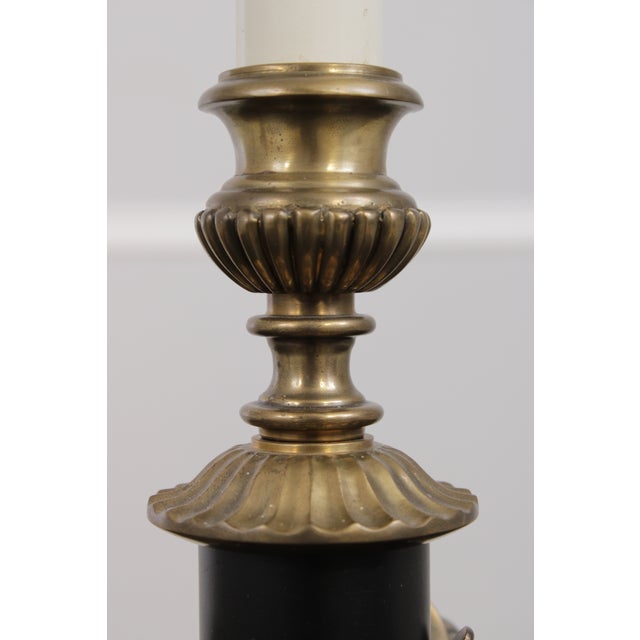 1990s Pair of Bronze Empire Style Candestick Lamps For Sale - Image 10 of 12