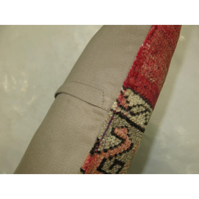 Zabihi Collection Large Square Red Vintage Turkish Rug Pillow For Sale - Image 4 of 5