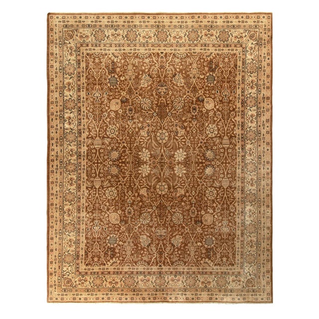 Textile Hand-Knotted Antique Samarkand Rug in an All Over Brown, Beige, Black Floral Pattern For Sale - Image 7 of 7