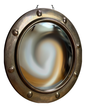 Vintage French Porthole-Style Witchs Mirror with Curved Glass, 1950s