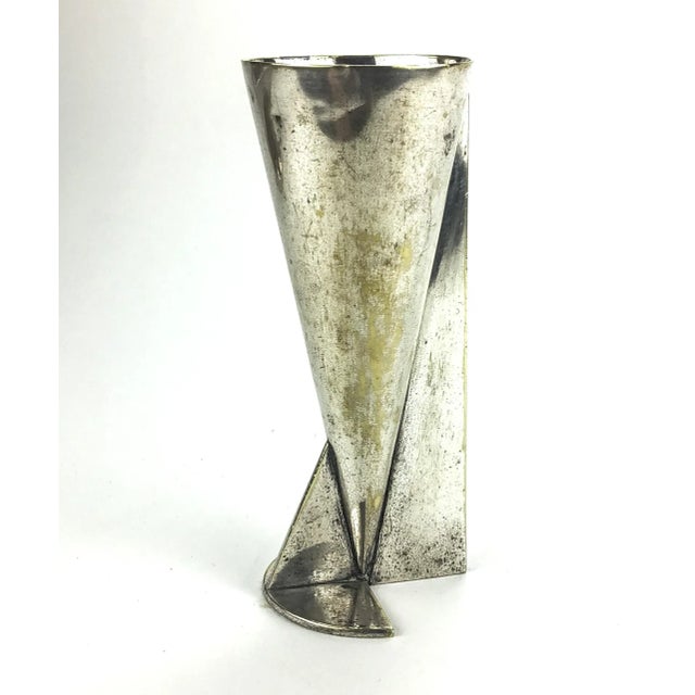 Gorgeous Art Deco Silver Plated Bud Vase For Sale - Image 4 of 7