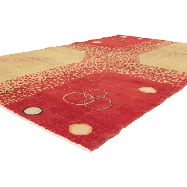 53663 Zeki Muren Vintage Turkish Sivas Rug, 06'06 x 09'11. The Celestial Abstraction: A Zeki Muren Masterpiece of Avant-...