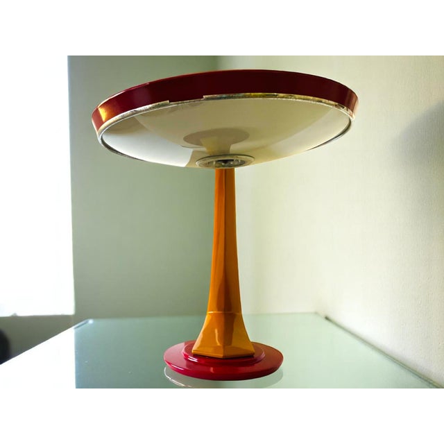 Red Modernist Spanish Red Metal Desk Lamp Boomerang 2000 by Fase, 1960s For Sale - Image 8 of 17