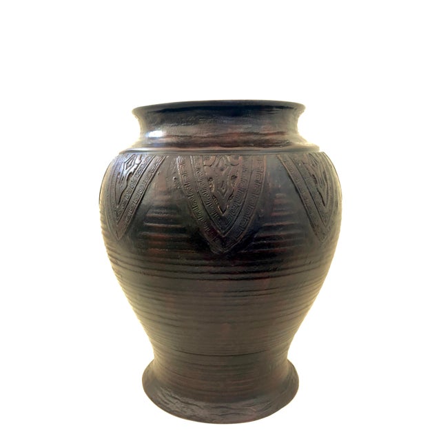 Japanese Bronze Vase Antique Chinese Asian Cicada Pattern 9 Inch Large For Sale - Image 4 of 9