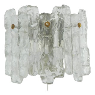 Vintage Ice Glass Wall Light by J. T. Kalmar, Vienna, Austria, 1970s For Sale