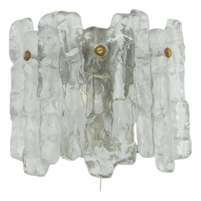 Vintage Ice Glass Wall Light by J. T. Kalmar, Vienna, Austria, 1970s For Sale