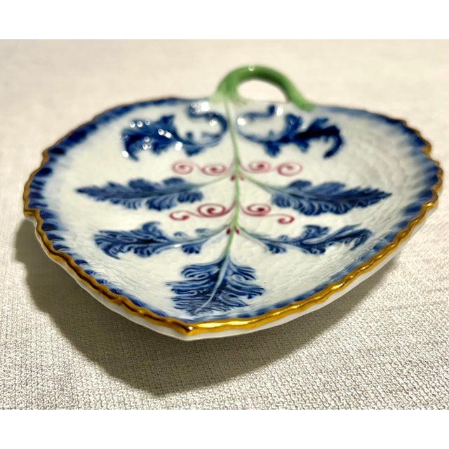 Manufacture de Sevres MCM Italian Sèvres Hand Made Porcelain Leaf With Gold Rim Catchall For Sale - Image 4 of 8