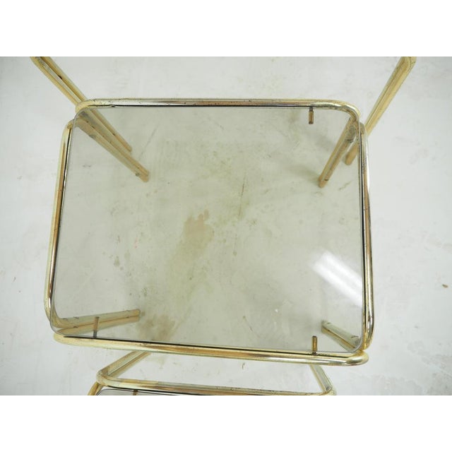 Gold Mid-Century Brass & Smoked Glass Nesting Tables, 1970s, Set of 3 For Sale - Image 8 of 14