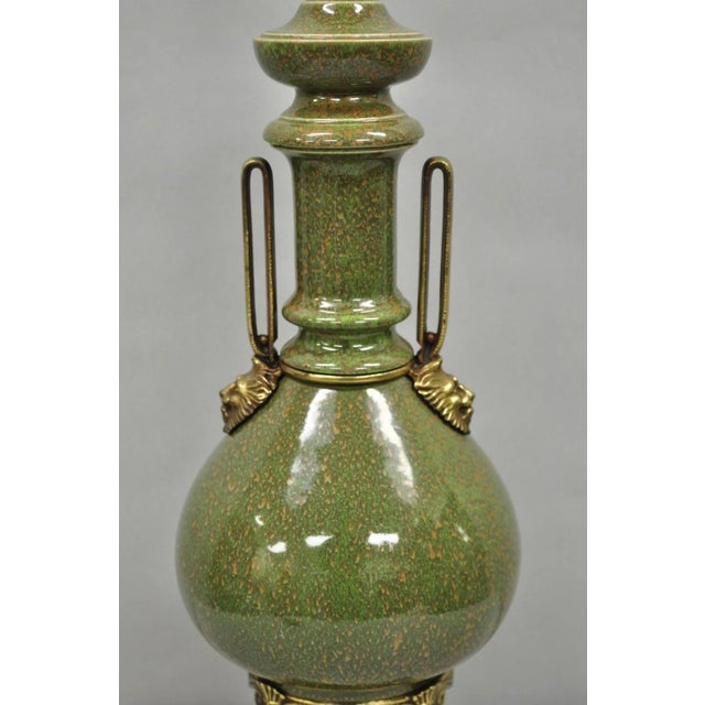 Mid 20th Century Vintage French Neoclassical Style Green Porcelain James Mont Style Table Lamp For Sale - Image 5 of 12
