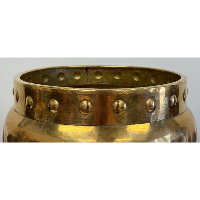 Metal Oversized Vintage Brass Planter For Sale - Image 7 of 8