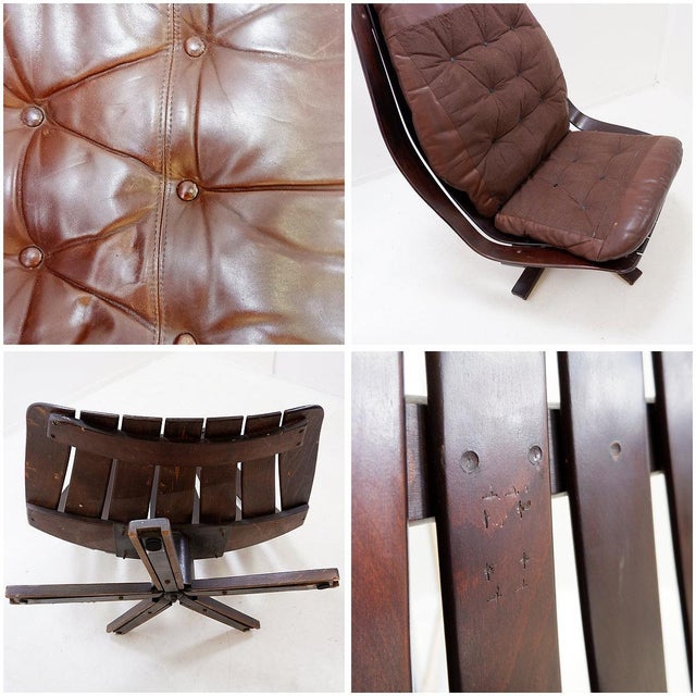 Vintage Swivel Lounge Chair by Hans Brattrud for Hove Möbler, 1970 For Sale - Image 15 of 16