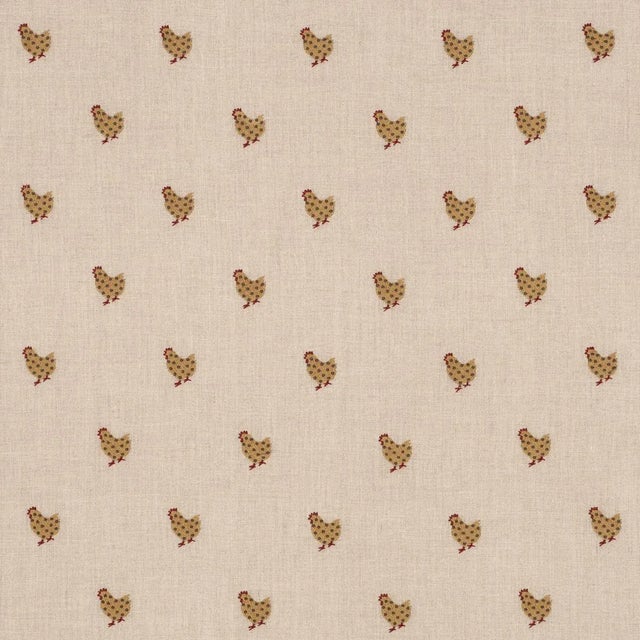 SAMPLE - Schumacher Betsy's Chicken Embroidery Fabric In Natural For Sale