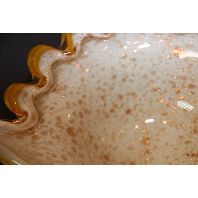 Glass Vintage Murano Opal & Gold Aventurine Art Glass Bowl Ashtray Fratelli Toso Italy For Sale - Image 7 of 13