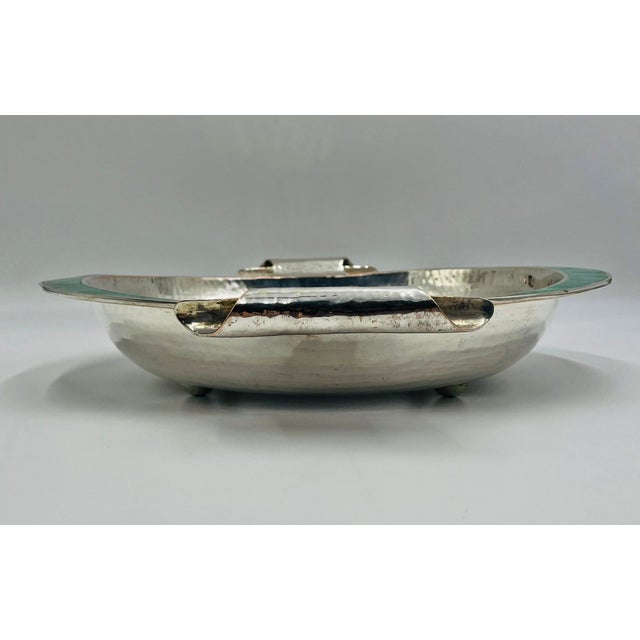 Metal 1980s Emilia Castillo Silver-Plated Serving Bowl With Malachite Inlay, Mexican Design For Sale - Image 7 of 18