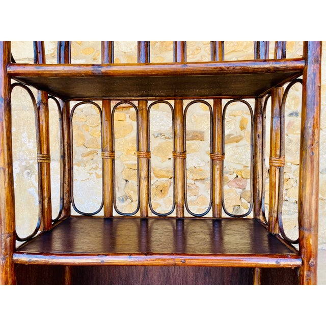 Vintage Bamboo and Rattan 2-Tier Shelf with Storage, 1960s For Sale - Image 4 of 18