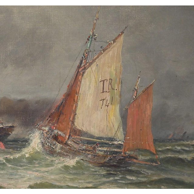 Demont, Painting Entrance to the Port by Rough Seas, 1890s, Oil on Canvas For Sale - Image 9 of 17