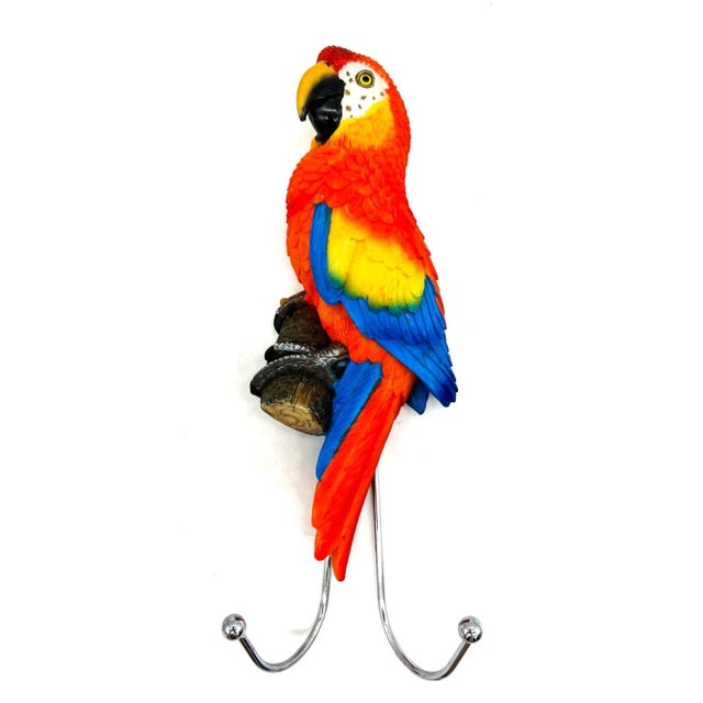 Red 1990s Tropical Parrot Resin Wall Hooks – Set of 3 – Whimsical / Maximalist For Sale - Image 8 of 12