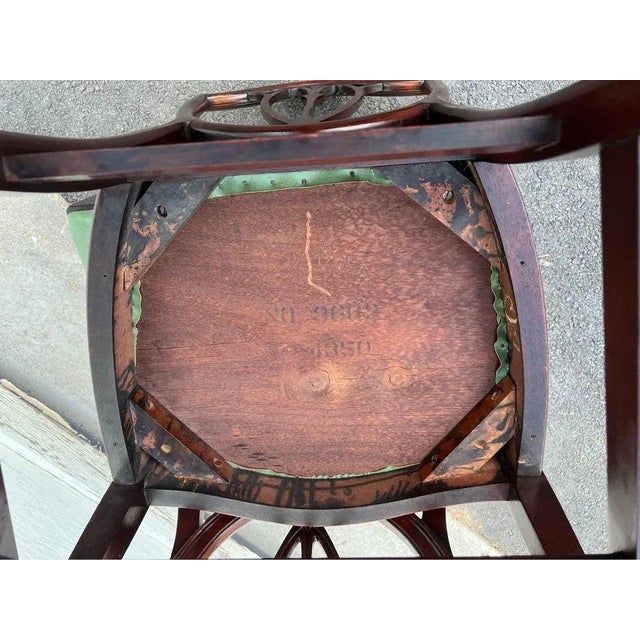 Pair of Antique Federal Style Mahogany Carved Leather Shield Back Dining Side Chairs For Sale In Washington DC - Image 6 of 7