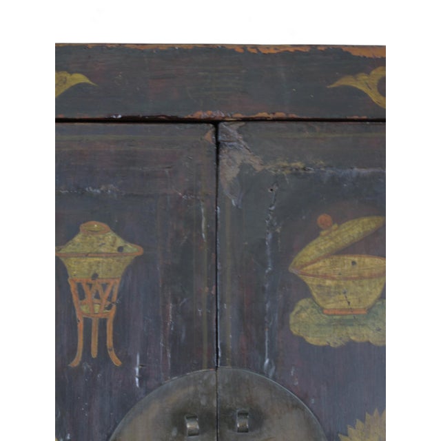 Black Hand Painted Antique Chinese Cabinet 1 For Sale - Image 8 of 12