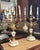 French 1950s Pair French Stone and Gilt Brass Candelabra Lamps For Sale - Image 3 of 16