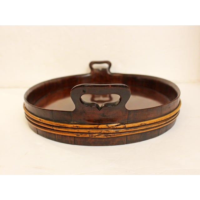 Traditional Circa 1800 Georgian Period English Oval Wooden Serving Tray For Sale - Image 3 of 5
