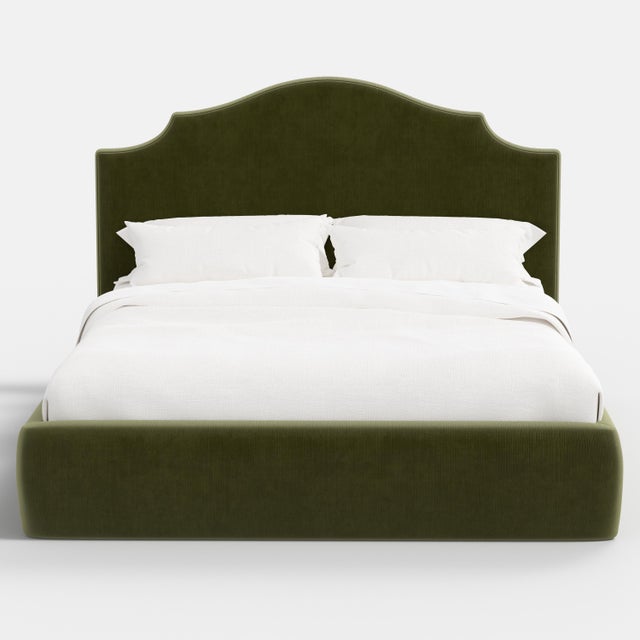 Spritely Home Tori Platform Bed in Moss Slub Velvet, Full/Double For Sale - Image 4 of 7