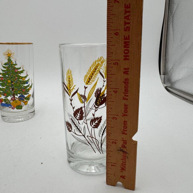 Vintage Autumn Harvest Highball Glass 22k Gold Rim 10 Oz by Taylor Smith Taylor - Set of 4 For Sale In Dallas - Image 6 of 8