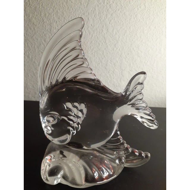 Vintage Clear Art Glass Fish on Pedestal Sculpture For Sale - Image 10 of 12