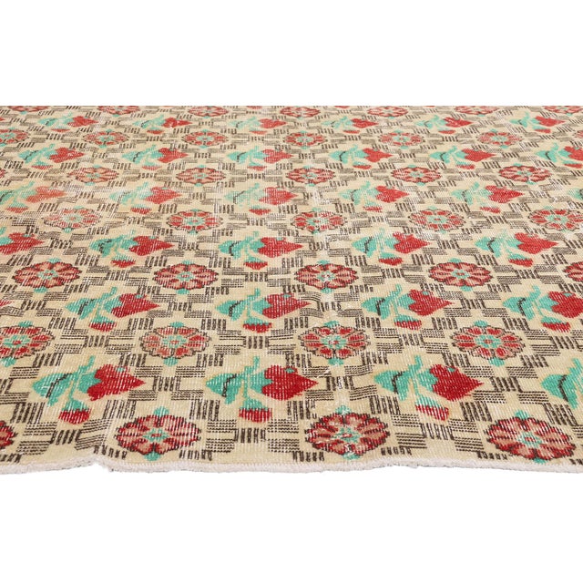 Zeki Muren Vintage Turkish Sivas Rug, 07'05 X 10'04 For Sale - Image 4 of 10