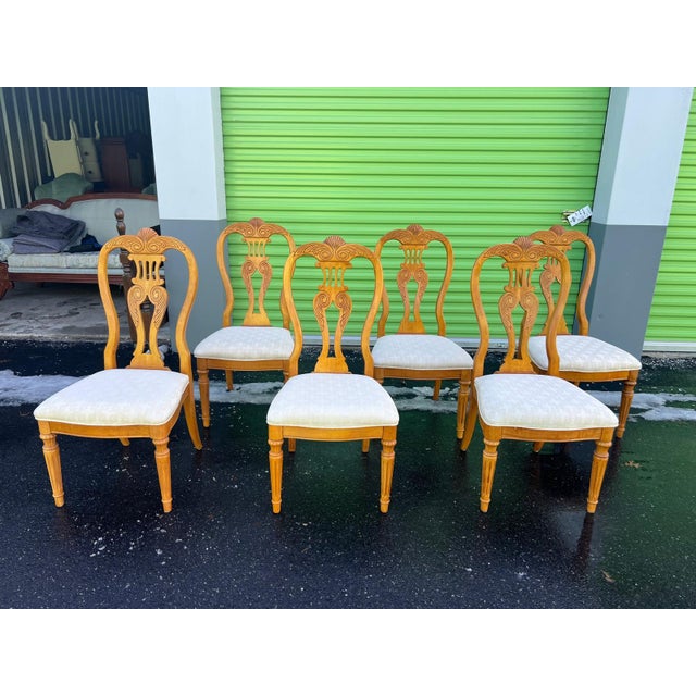 Wood Vintage Wood Dining Table and Six Dining Chairs For Sale - Image 7 of 16