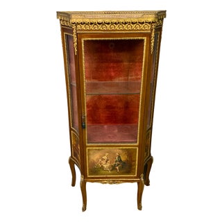 French Mahogany Vitrine by Vernis Martin, 1890 For Sale