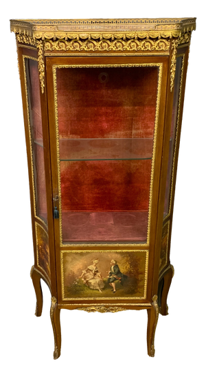 French Mahogany Vitrine by Vernis Martin, 1890
