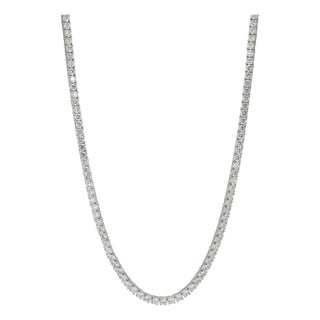 Unisex 14k White Gold 4-Prong 17.70ctw Lab Grown Diamond Tennis Chain Necklace For Sale
