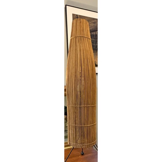 Tony Paul Vintage Tony Paul " Fish Trap" Wicker Table Lamp With Tri Pod Base For Sale - Image 4 of 6