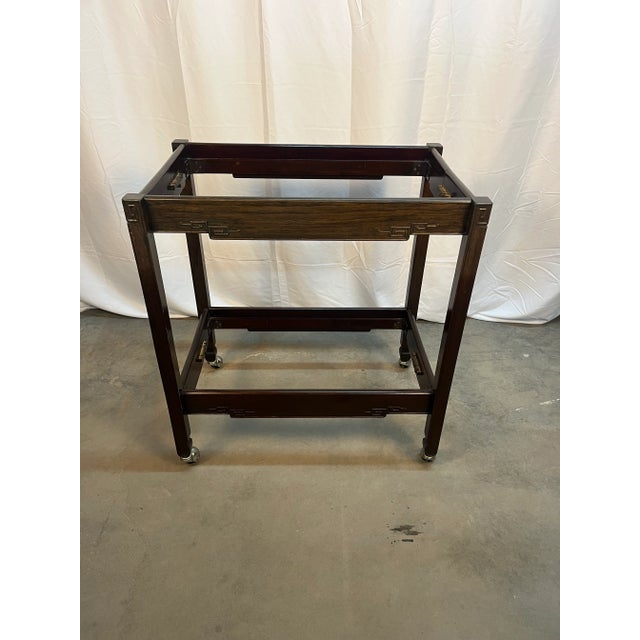 Mid 20th Century Asian Collapsible Wooden Butler’s Tray Two Tiered Table For Sale - Image 9 of 12
