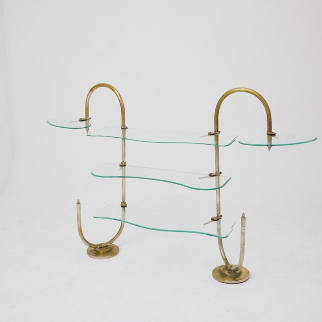 Vintage Art Nouveau Metal and Glass Patisserie Display Shelf, 1930s For Sale - Image 6 of 18