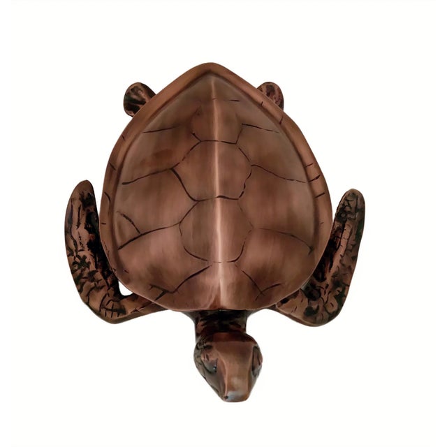 Figurative Antique Copper Finished Metal Sea Turtle Sculpture For Sale - Image 3 of 7