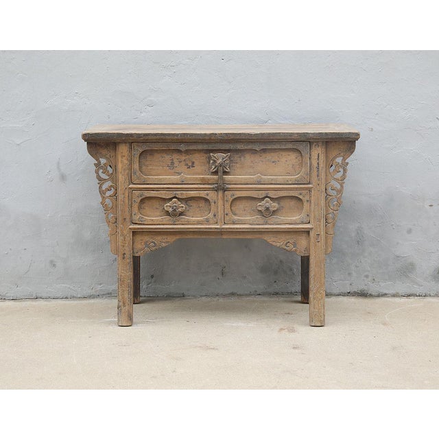 Antique Chinese Elm Shanxi Province Hall Cabinet/Altar Table For Sale - Image 4 of 5