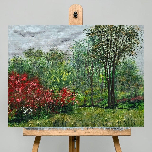 This acrylic painting evokes the nostalgic charm of nature, capturing a serene natural scene reminiscent of timeless...