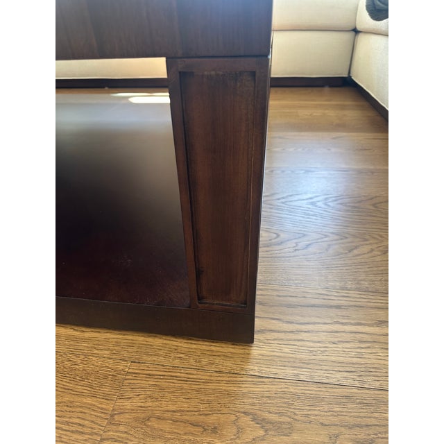 Beautiful Century furniture custom Maison Cocktail table. 56x56x17.25. Finish: walnut This is a brand new Century table....