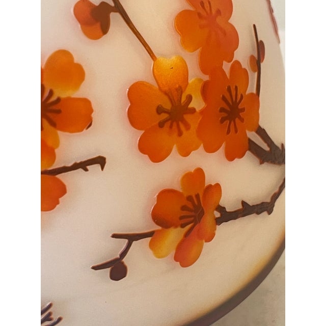 Early 20th Century Early 20th Century High Relif French Art Glass Flower Cameo Vase For Sale - Image 5 of 9