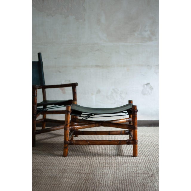 Bamboo lounge set with chair and footstool – 1970s product details original period leather elements chair dimensions: 57.5...